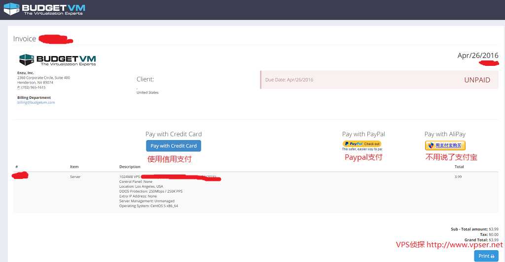 超低价+支持支付宝:美国BudgetVM的VPS主机购买及使用教程