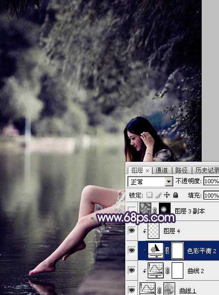 Photoshop将水景人物图片打造出唯美的中性冷褐色