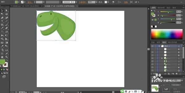 ai怎么绘制扁平化的绿色小恐龙?